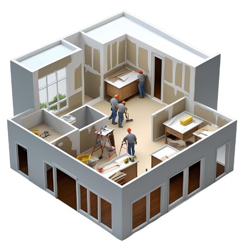 Casa con reparaciones de drywall